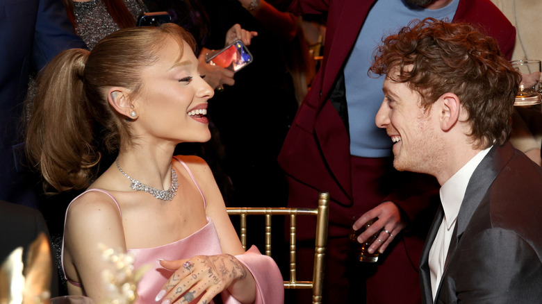 Ariana Grande and Ethan Slater laughing