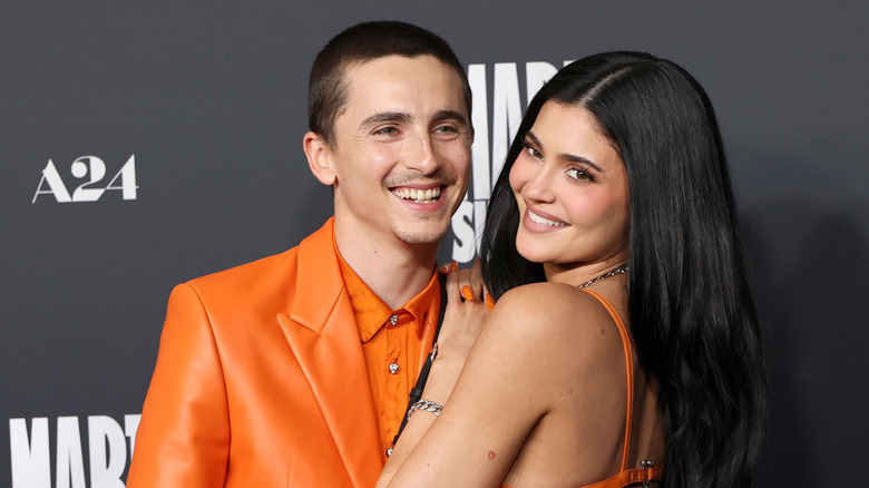 Timothee Chalamet and Kylie Jenner smiling