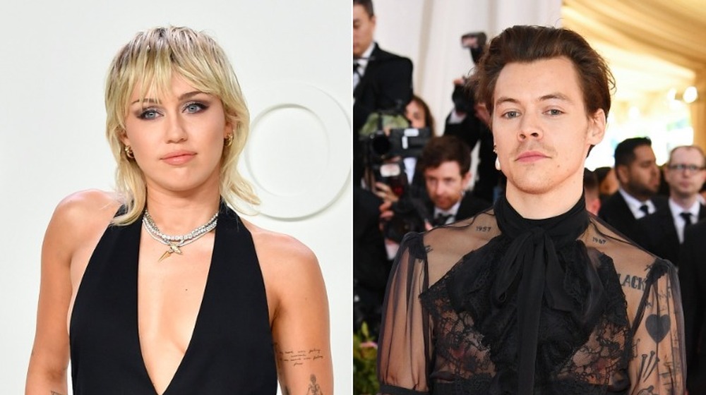 Miley Cyrus and Harry Styles pose at events