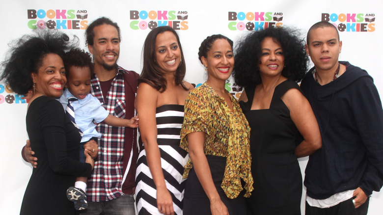 Diana Ross with her children Rhonda, Tracey, Chudney, Ross, and Evan