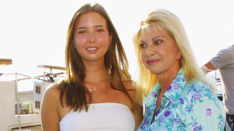 Ivanka Trump and Ivana Trump pose in front of a yacht in St. Tropez