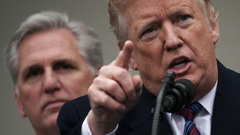 Kevin McCarthy watching Donald Trump's speech