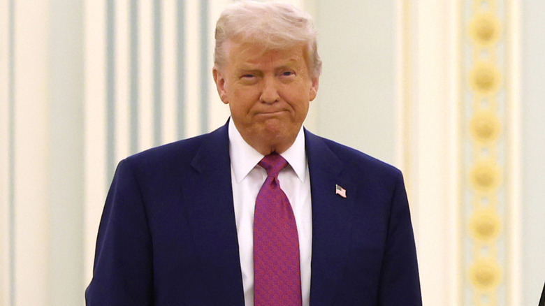 Donald Trump in Qatar smirky smile