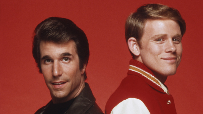 Henry Winkler and Ron Howard as Fonzie and Richie in Happy Days.