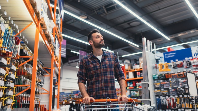 Man shops at home improvement store