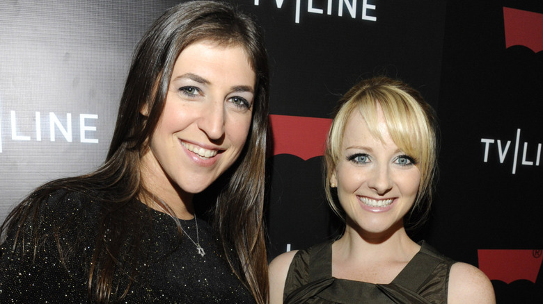 Mayim Bialik and Melissa Rauch attend The TVLine Emmy Party at Levi's Haus on September 15, 2011 in Los Angeles, California.