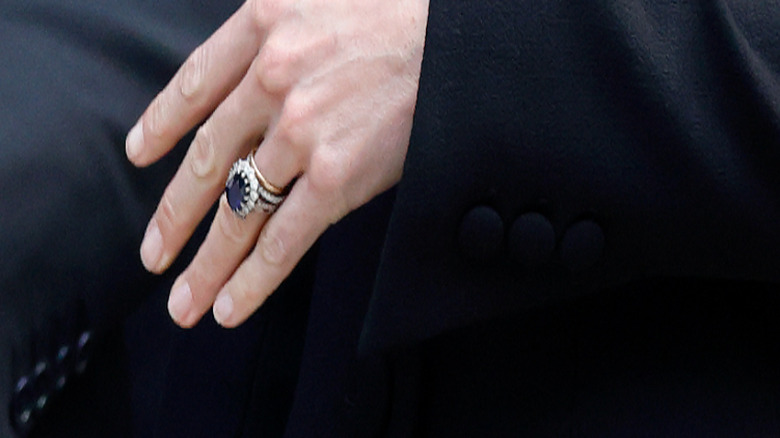 Kate Middleton's left hand with her engagement ring and others