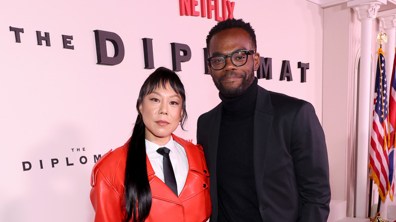 Ali Ahn and William Jackson Harper at The Diplomat premiere