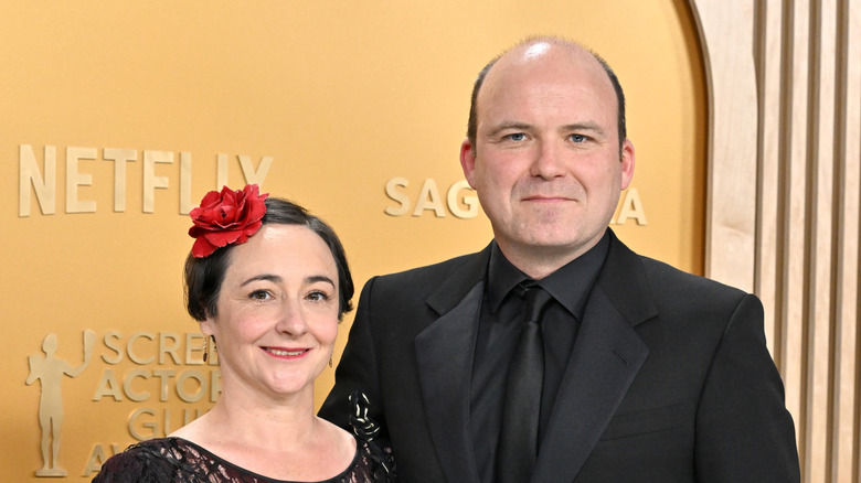 Rory Kinnear and Pandora Colin smiling at an awards show