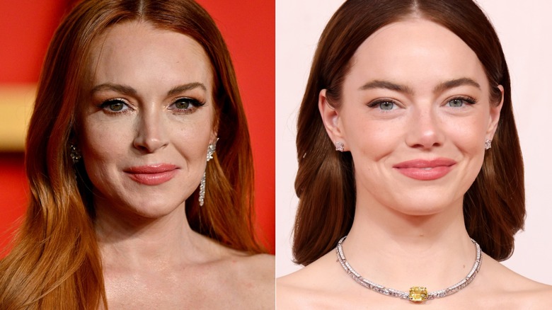 Split image of Lindsay Lohan and Emma Stone