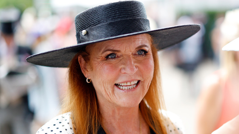 Sarah Ferguson close-up at Ascot
