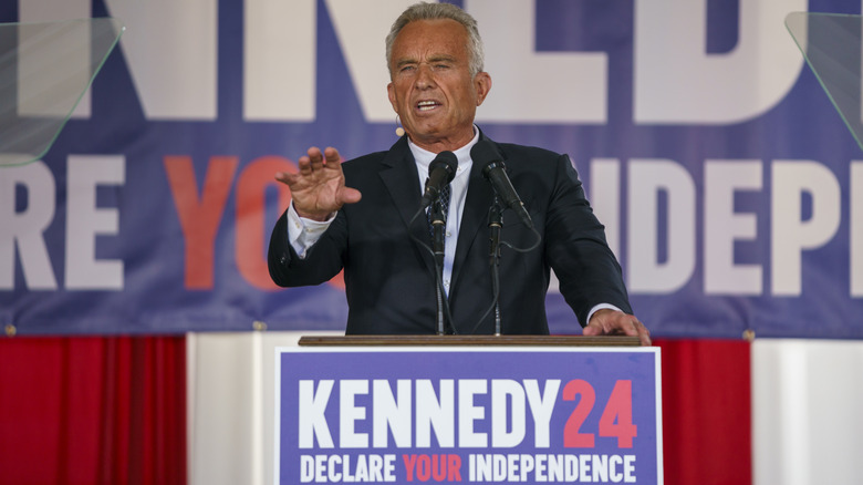Robert F. Kennedy delivering a speech