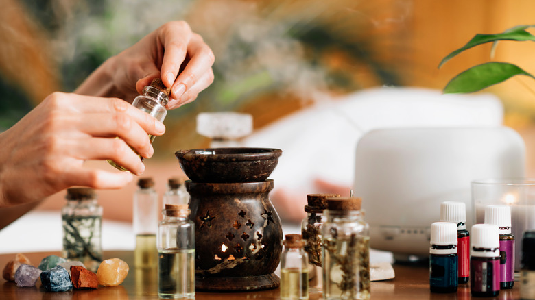 Range of essential oils and diffuser