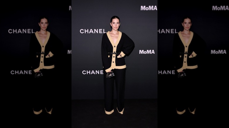 Ella Bleu Travolta posing in an all Chanel outfit for the Museum of Modern Art Film Benefit