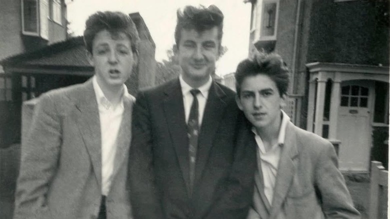From left to right: Paul McCartney, Ivan Vaughan, and George Harrison in 1958.
