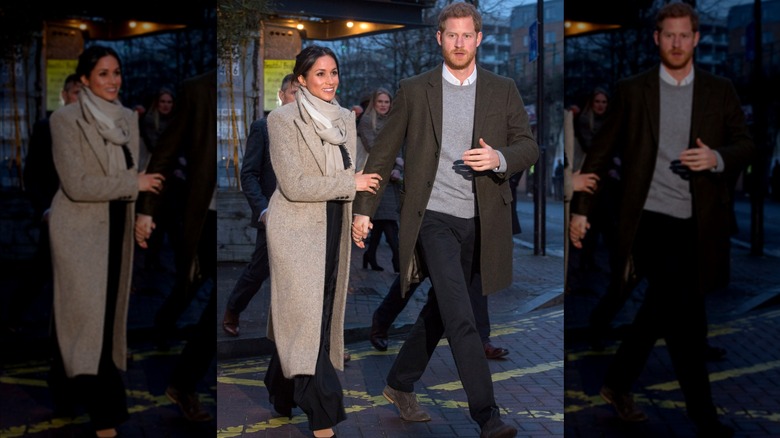 Prince Harry and Meghan Markle leave after visiting Reprezent 107.3FM on January 9, 2018 in London, England.
