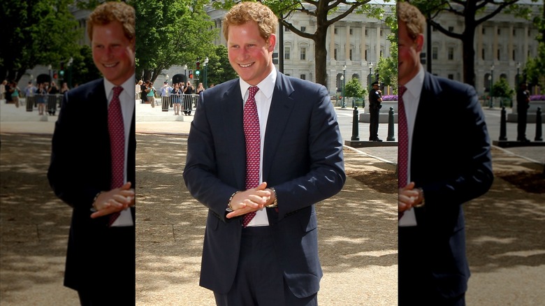 Prince Harry arrives during the first day of his visit to the United States at Russell Senate Office Building on May 9, 2013 in Washington, DC.
