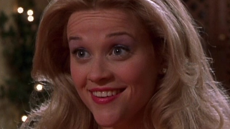 A screenshot of Reese Witherspoon in character as Elle Woods from 'Legally Blonde'