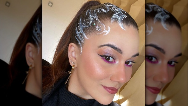 Person with hair painting