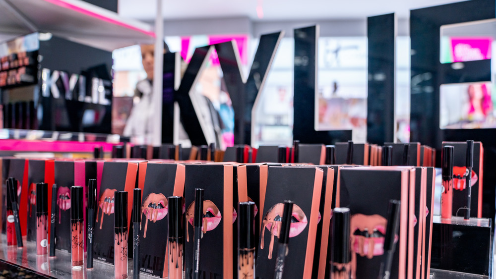 Kylie Cosmetics products displayed on a counter