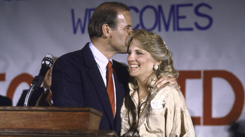 Joe Biden kissing Jill Biden on the cheek