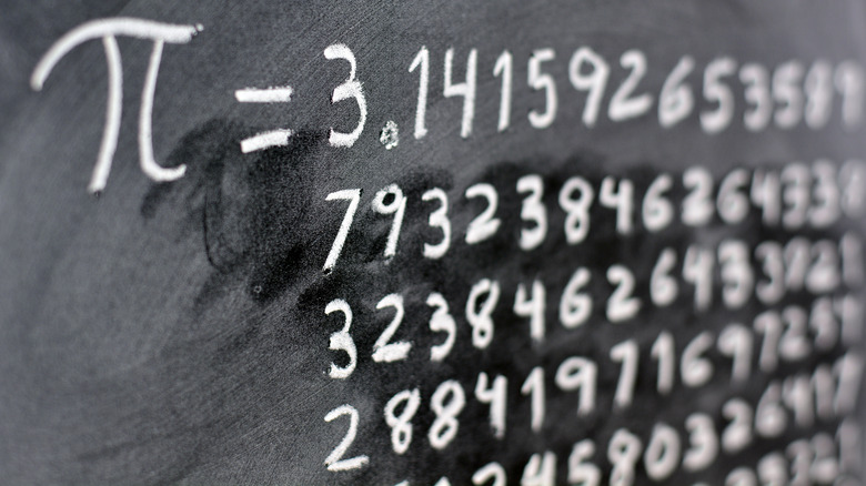 pi written out on a chalk board 