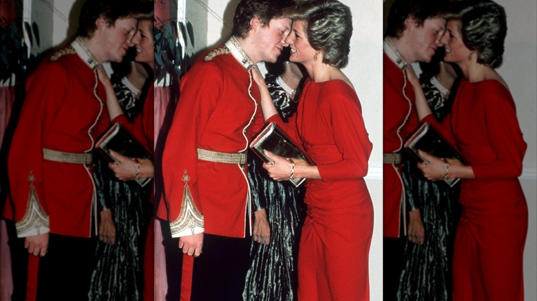 Earl Spencer kissing Princess Diana on the cheek