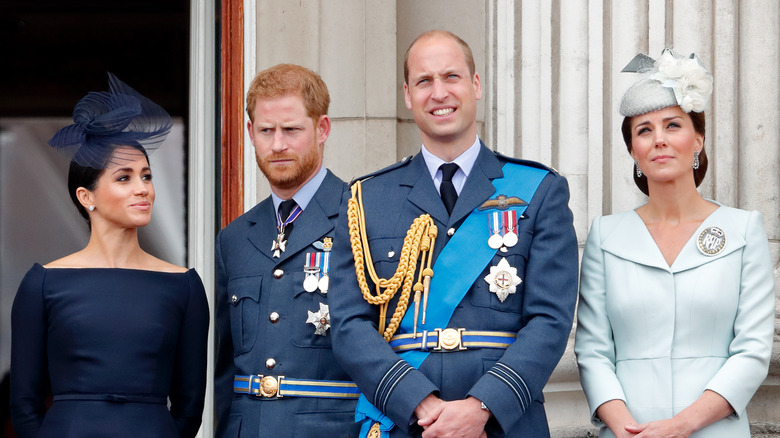 Prince William, Kate Middleton, Prince Harry, and Meghan Markle at the event marking the centenary of the Royal Air Force