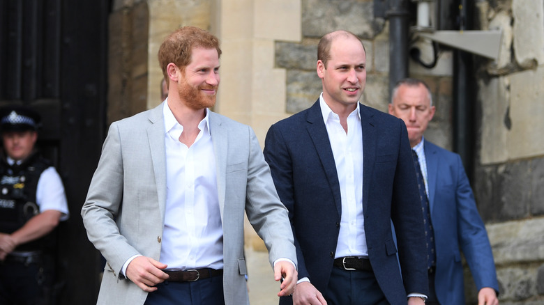 Prince William and Prince Harry on May 18, 2018 in Windsor, England