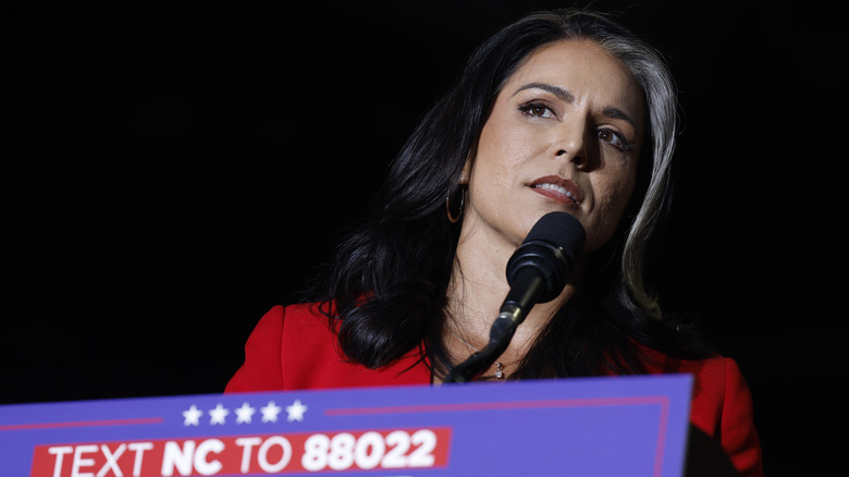 Tulsi Gabbard speaking at a North Carolina rally