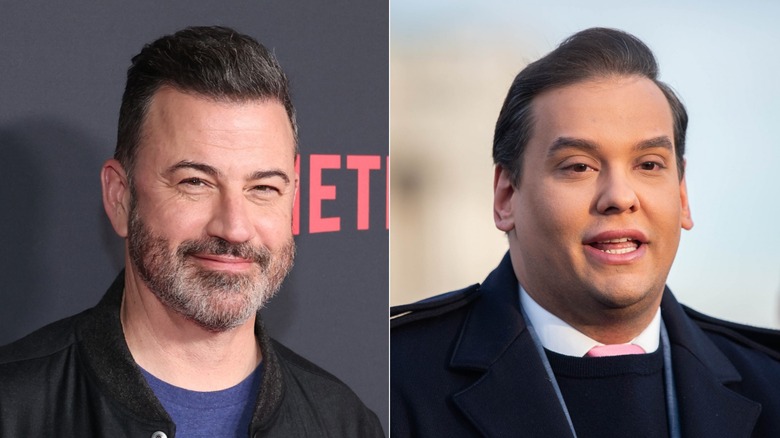 JImmy Kimmel (L) and George Santos (R)