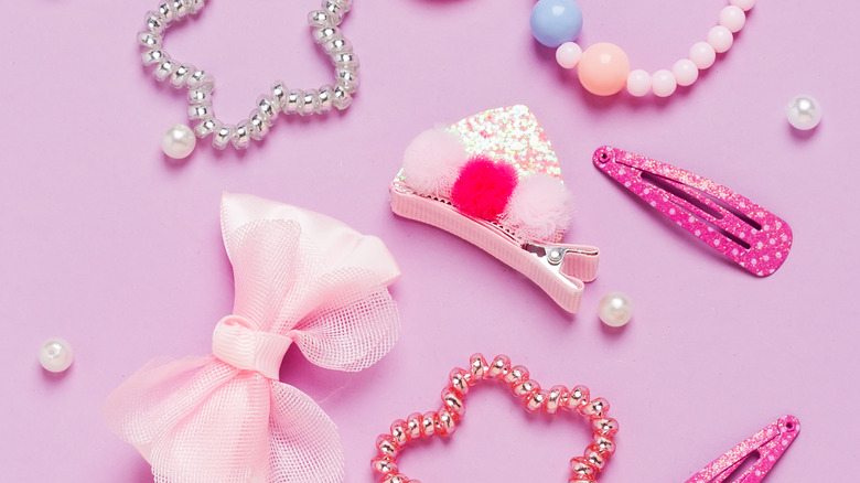 a variety of girly hair accessories