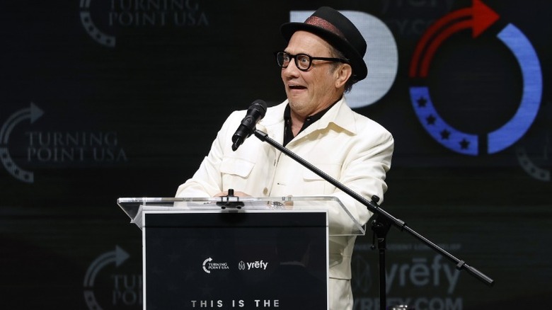 Rob Schneider speaks during a Turning Point USA event in Berkeley, CA (2025)