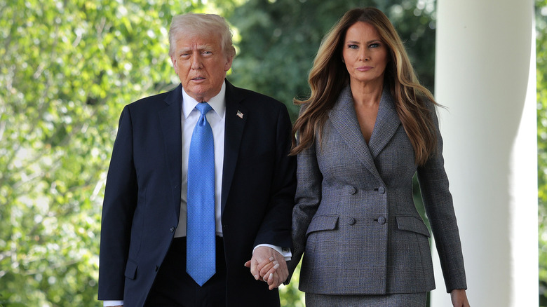 Donald Trump and first lady Melania Trump at the Rose Garden at the White House in May 2025