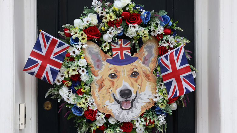 Jubilee wreath with corgi and union jack flags