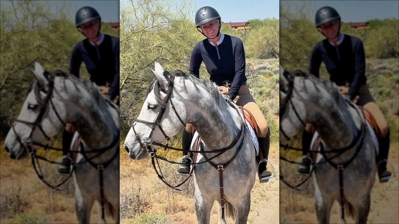 Alison Sweeney rides a horse