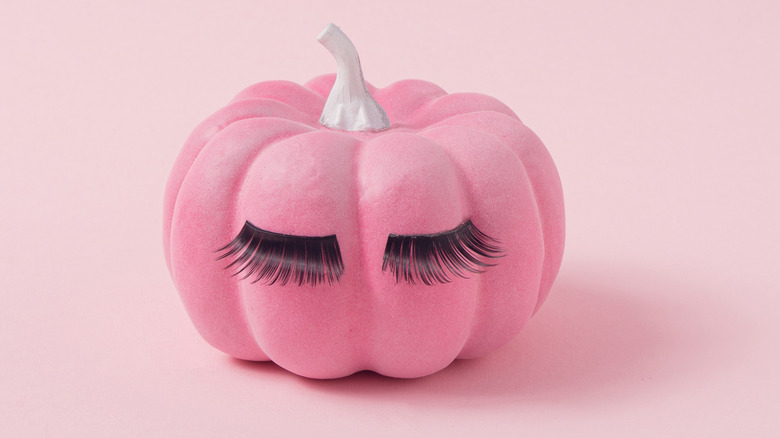 Pink pumpkin with false eyelashes