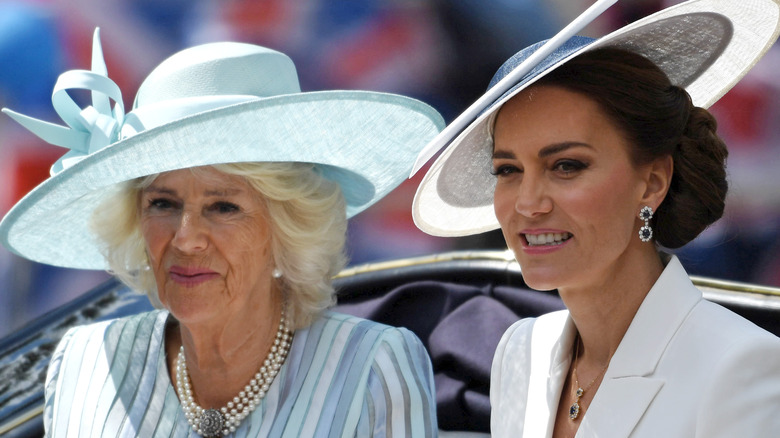Camilla, Queen Consort, and Catherine Middleton, the Princess of Wales in a carriage