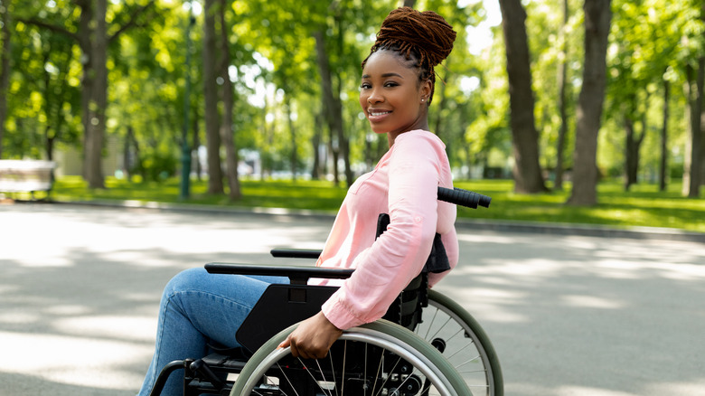 Woman smiling outside