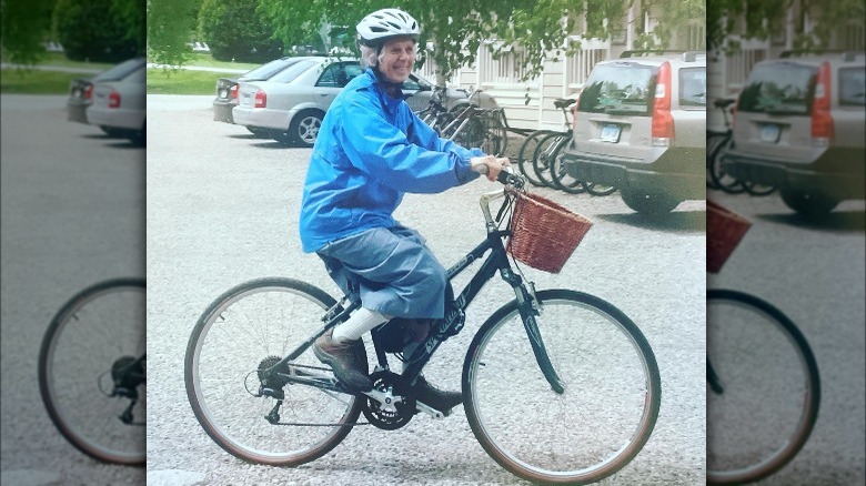 Rosmarie Trapp riding her bike