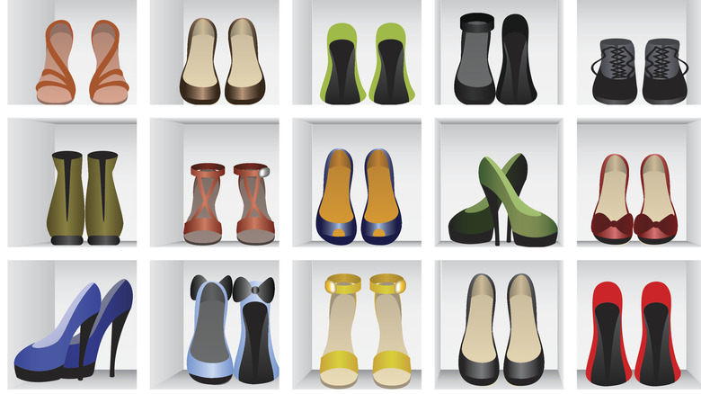 Illustration of different heels in varying colors