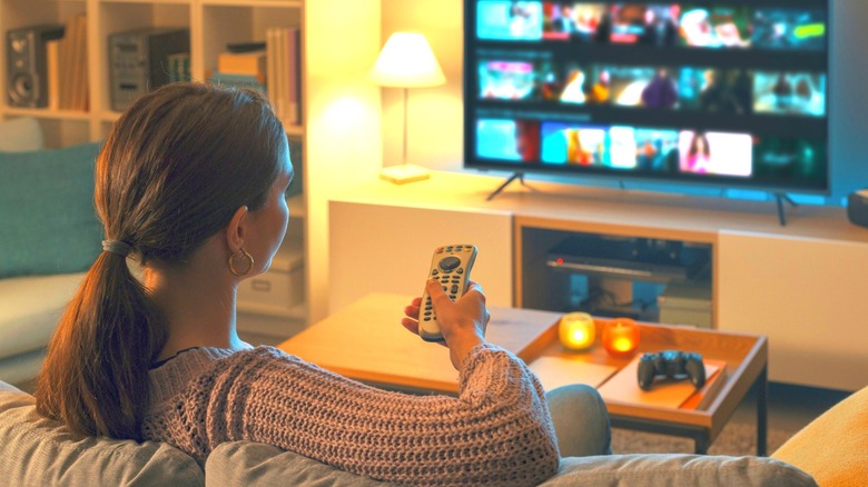 Woman watching TV