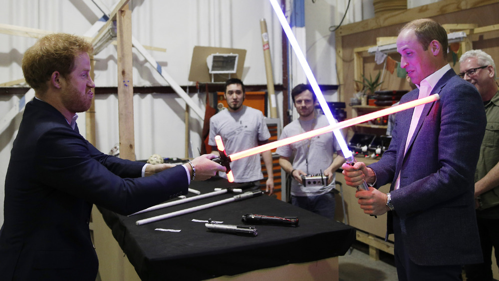 Princes William and Harry lightsabers