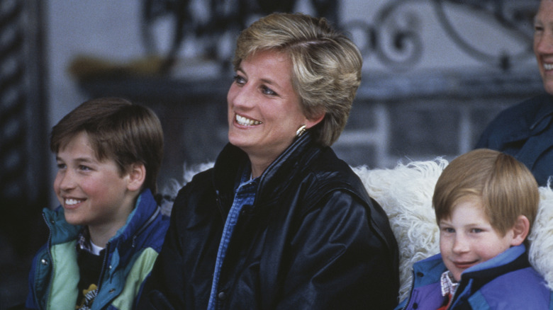 Princess Diana with Prince Harry and Prince William