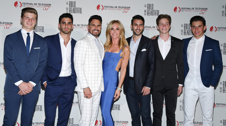 Don Diamont with his wife and five of his boys at an event.