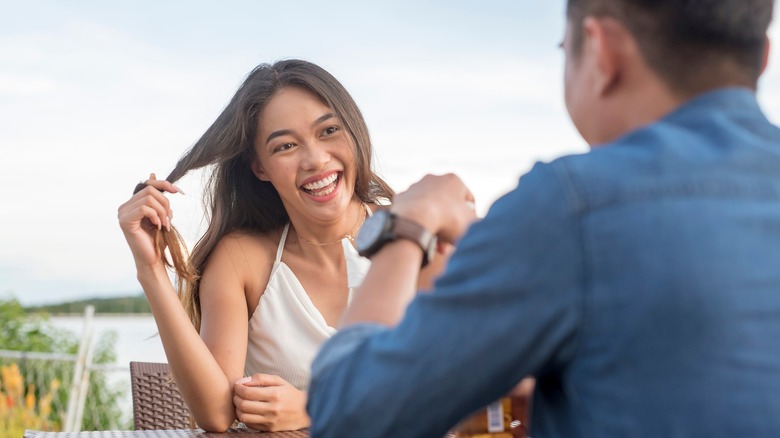 people talking on a date