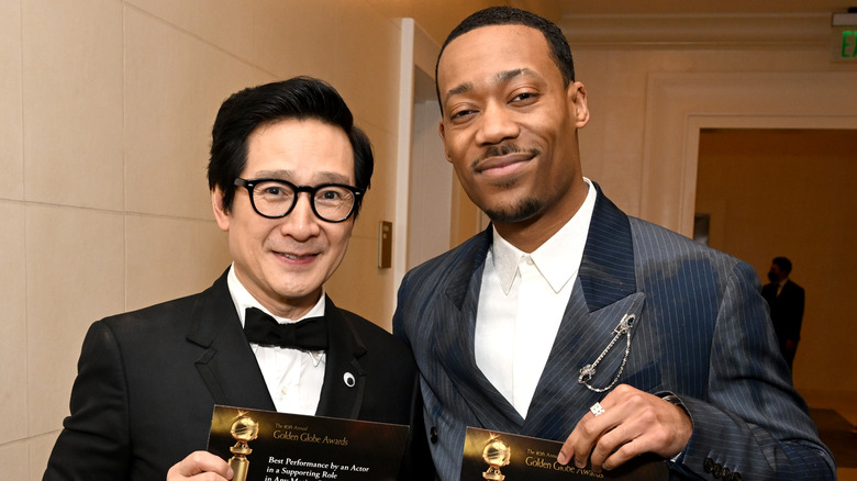 Ke Huy Quan and Tyler James Williams at the 2023 Golden Globe Awards