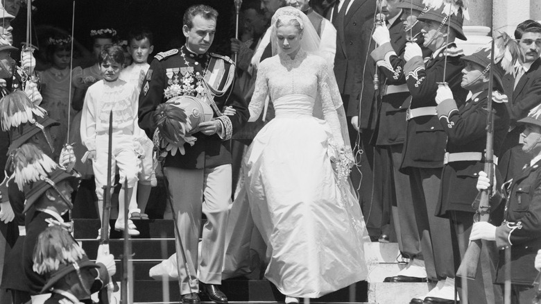 Grace Kelly leaving Monaco Cathedral 