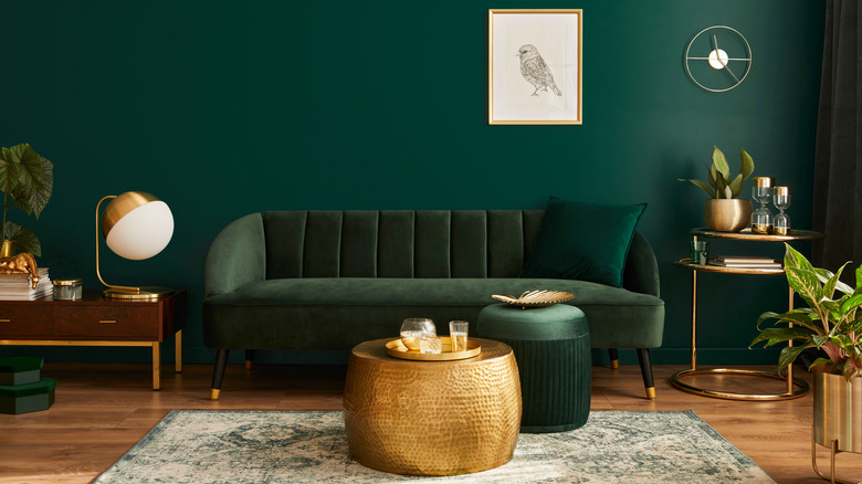 dark green living room
