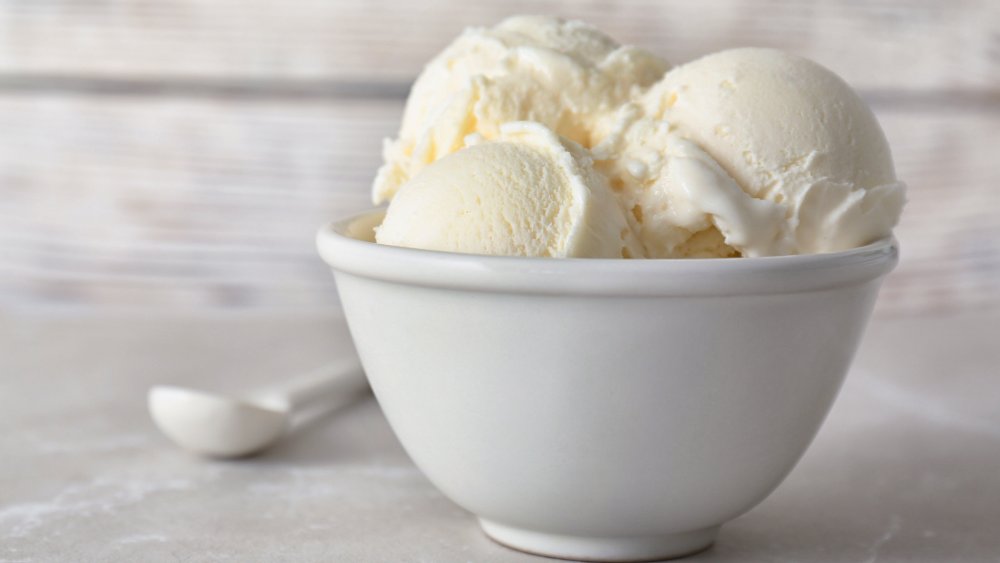 Bowl of vanilla ice cream